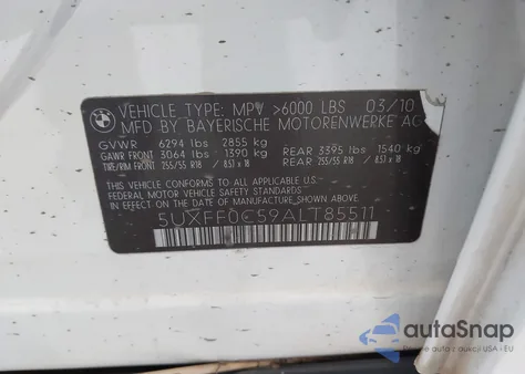 2010 BMW X5 xDrive35D from USA, damaged, VIN 5UXFF0C59ALT85511